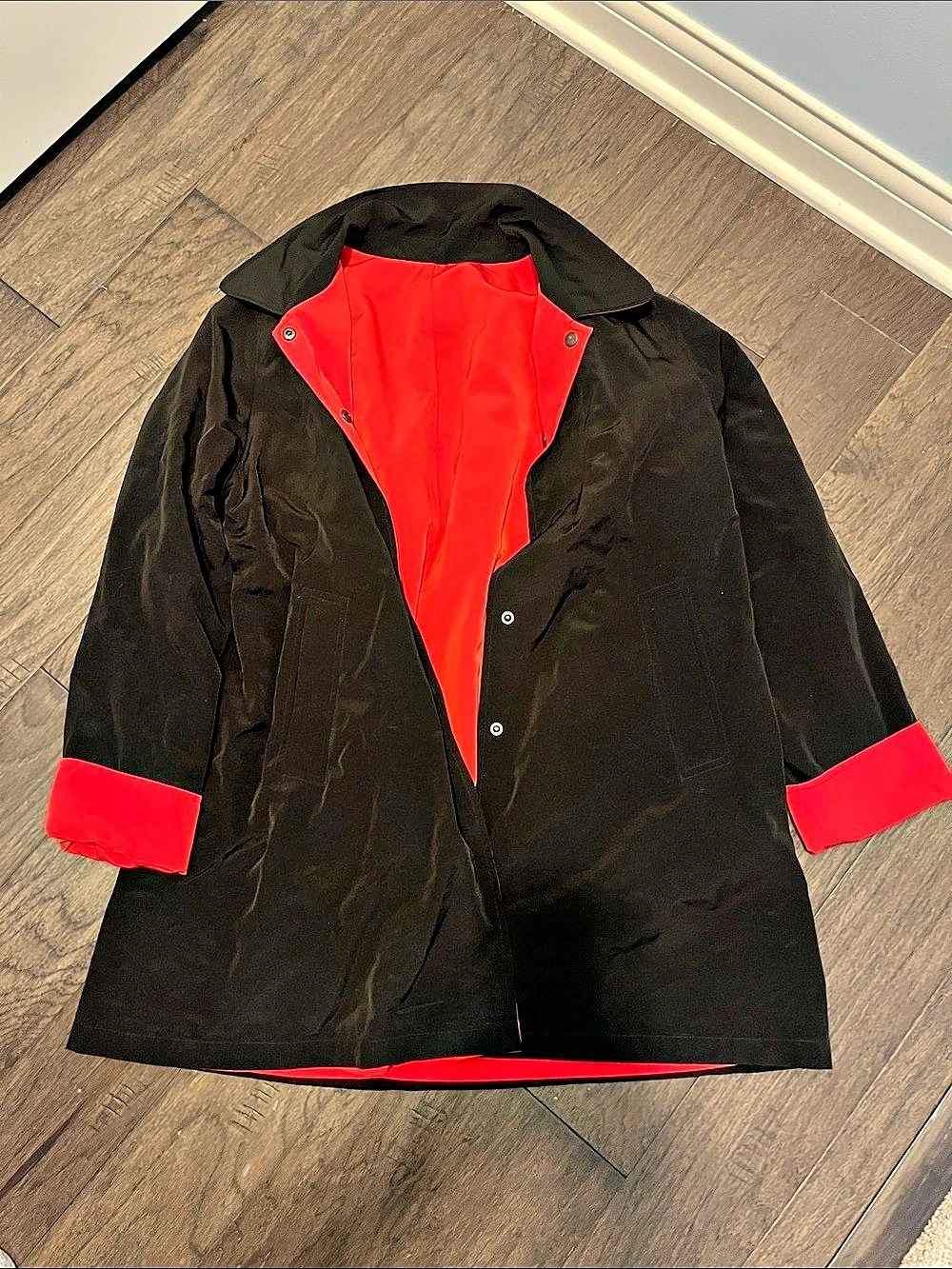 Black & Red Hooded Coat Like New